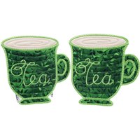 Teetassen-Tassenteppiche | Set 4, Bestickte Gesteppte Grüne Blatt-stoffuntersetzer Teetassen-Tassenteppiche | Set 4, Bestickte Gesteppte Grüne Blatt-stoffuntersetzer von StitchedPrettiesShop