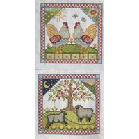 Bauernhof Tiere Kreuzstich Hühner, Lämmer, Kuh & Häschen Komplette Sets von StitcheryByCheeChee