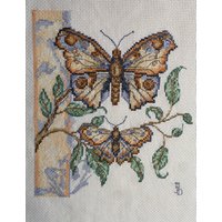 Schmetterlinge | 2Er-Set Kreuzstich Abgeschlossen, Landhaus Einweihungsgeschenk von StitcheryByCheeChee
