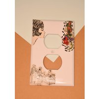 Florales Büro | Handgefertigte Collage Art Plug Plattenhülle Mit Hardware Standardgröße Kunststoff Plattenabdeckung 1 Schraube Home Design von Stitchmor