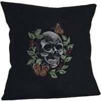 Bestickter Totenkopf Kissenbezug, 30 cm, 14 16 Zoll, 18 Geschenkidee Letztes von StitchnInk