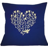 Gold, Herz & Biene, Gestickt, Kissenbezug, 30 cm, 14 16 18 cm Navy, Geschenkidee von StitchnInk