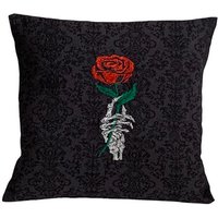 Skelett, Hand & Rose, Bestickt M, Kissenbezug, 40x40 cm, Last One von StitchnInk