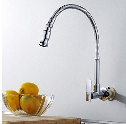Küchenspüle Armaturen 360 Grad drehbar Einhebel Edelstahl Wandmontage Küchenarmatur Ktichen Wasserhahn Chrom Finish von StoHua