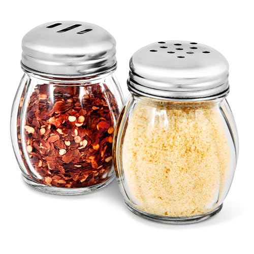 Gewürzstreuer aus Glas mit perforierter Edelstahl-Oberseite und Parmesan-Käsestreuer mit Schlitz-Edelstahl-Oberseite/2er-Set, Bulk Swirl Retro-Stil Spender mit Deckeln/Salz- und Pfefferstreuer Gewürzstreuer aus Glas mit perforierter Edelstahl-Oberseite und Parmesan-Käsestreuer mit Schlitz-Edelstahl-Oberseite/2er-Set, Bulk Swirl Retro-Stil Spender mit Deckeln/Salz- und Pfefferstreuer von Stock Your Home