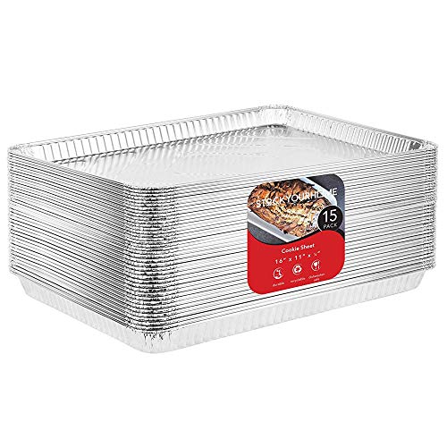 Stock Your Home Aluminium-Pfannen – 15 Stück Einweg-Aluminiumfolien-Schalen – wiederverwendbare Antihaft-Backbleche – 40,6 x 27,9 cm von Stock Your Home