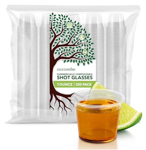 Stock Your Home Transparente kompostierbare Schnapsgläser auf pflanzlicher Basis, umweltfreundlich, für Gelee, Soße, Gewürze, umweltfreundlich, nachhaltig, 250 Stück von Stock Your Home