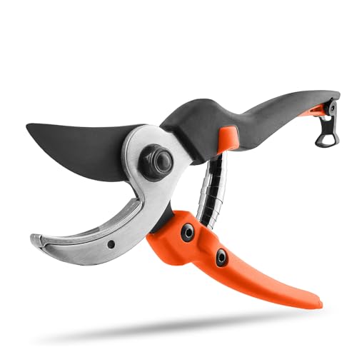 STOCKER - Amboss Gartenschere 20 cm mit Rundschliff-Klinge, Teflonbeschichtung, Ø 20 mm, Ergonomische Handgriffe, Leichte Handhabung mit 180g, Optimaler Schnitt für Blumen, Rosen und Stauden von Stocker