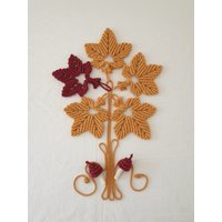 Makramee Herbst Blätter Girlande 200 cm - Wanddeko Herbstblätter Deko Herbstgirlande Fenster von StockundSeil