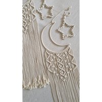 Makramee Mond - Traumfänger Boho Wanddeko Und Stern Wandbehang von StockundSeil