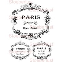 3 X Paris Flowermarket Auf A 4 Decalfolie, Wasserschiebefolie Laser Transferfolie, Möbel, Papier, Verschiedene Größen von StoeberlustKreativ