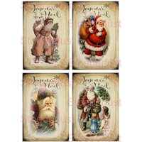 4 X Santa Shabby Joyeux Noel Auf A4 Decalfolie Oder Rub On Sticker, Wasserschiebefolie Transferfolie, Möbel, Papier, Weihnachten von StoeberlustKreativ