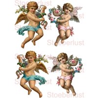 4 X Vintage Cherub Möbeltattoo Auf A4 Wasserschiebefolie Abziehbild Decal Laser Wasserfest Bildtransfer von StoeberlustKreativ