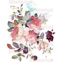 Blumen Aquarell Watercolor Wasserschiebefolie Abziehbild Wasserfest Decal Möbeltattoo, Papier, Verschiedene Größen Diy Tattoo von StoeberlustKreativ