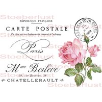 Decal, Wasserschiebefolie Wasserfest Shabby Chic Carte Postale, Stempel, Rose Transferfolie, Möbel, Papier, Verschiedene Größen, Abziebild von StoeberlustKreativ