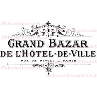 Grand Bazar Hotel De Ville Shabbydecalfolie, Wasserschiebefolie Abziehbild Transferfolie, Möbeltattoo, Papier, Verschiedene Größen von StoeberlustKreativ