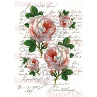 Handschrift Mit 4 Rosen Shabby Chic Decal, Wasserschiebefolie Abziehbild Wasserfest Vintage Motiv, Möbeltattoo, Verschiedene Größen von StoeberlustKreativ