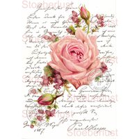 Handschrift Stempel Rose Shabby Chic Decal, Wasserschiebefolie Abziehbild Wasserfest Vintage Motiv, Möbeltattoo, Verschiedene Größen von StoeberlustKreativ