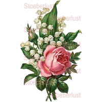 Rose Und Maiglöckchen Decal, Wasserschiebefolie Abziehbild Wasserfest Vintage Motiv, Möbeltattoo, Verschiedene Größen von StoeberlustKreativ