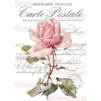 Rub-On Oder Decal Wasserschiebefolie Abziehbild Wasserfest Shabby Chic Carte Postale Rose Möbeltattoo, Papier, Verschiedene Größen von StoeberlustKreativ