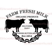 Rub On Sticker Oder Wasserschiebefolie Wasserfest Kühe Aufschrift Farm Fresh Milk , Transferfolie, Möbel, Unterschiedl Größen U. Material von StoeberlustKreativ