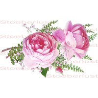 Shabby Chic Rosa Rosen Wasserfarbe, Aquarell Decal, Wasserschiebefolie Wasserfest, Transferfolie, Möbel, Papier, Verschiedene Größen von StoeberlustKreativ