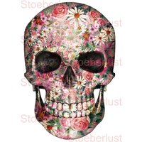 Totenkopf Rosen Bunt Rub On Sticker Oder Wasserschiebefolie Abziehbild Wasserfest Vintage Motiv, Möbeltattoo, Verschiedene Größen von StoeberlustKreativ