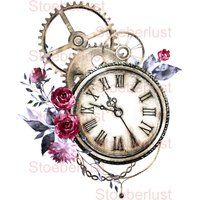 steampunk Uhr Rose Zahnräder Decalfolie Wasserschiebefolie Wasserfest, Transferfolie, Möbel, Papier, Größen, Material von StoeberlustKreativ