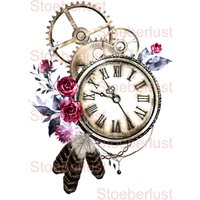 steampunk Zahnräder Federn Uhr Rose Decalfolie Wasserschiebefolie Wasserfest, Transferfolie, Möbel, Papier, Größen, Material von StoeberlustKreativ