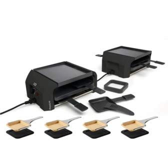 Stöckli Pizza Grill Four4 Set + 2 x Keramikschalen Set NEU! - Multifunktionsgerät für Pizza, Raclette und Grillen - Grillgerät - Pizzaofen - Modern - Grey - Aluminium von Stöckli FourFour Kombiangebot
