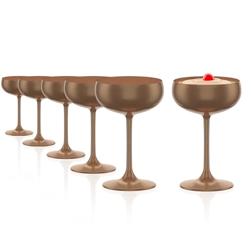 Stölzle Lausitz Elements Sektschalen Bronze 6er-Set 230 ml – Stilvolle Gläser ideal für Sekt & Champagner – Bronzefarbene Sektgläser aus bleifreiem Kristallglas – Spülmaschinengeeignet & stoßfest von Stölzle Lausitz