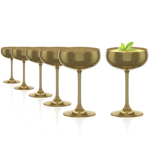 Stölzle Lausitz Elements Sektschalen Gold 6er-Set 230 ml – Stilvolle Gläser ideal für Sekt & Champagner – Goldfarbene Sektgläser aus bleifreiem Kristallglas – Spülmaschinengeeignet & stoßfest von Stölzle Lausitz