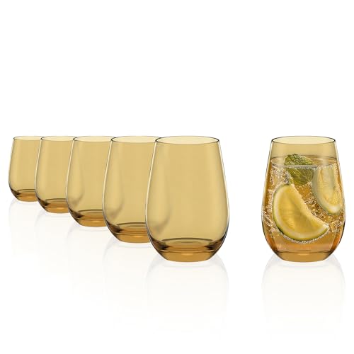 Stölzle Lausitz Wassergläser Elements Bernstein 6er-Set 465 ml – Allroundgläser für Wasser, Saft & Cocktails – Hochwertige Trinkgläser aus bleifreiem Kristallglas – Spülmaschinengeeignet & stoßfest Stölzle Lausitz Wassergläser Elements Bernstein 6er-Set 465 ml – Allroundgläser für Wasser, Saft & Cocktails – Hochwertige Trinkgläser aus bleifreiem Kristallglas – Spülmaschinengeeignet & stoßfest von Stölzle Lausitz