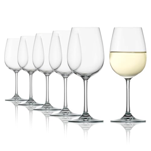 Stölzle Lausitz Weißweingläser Weinland 6er-Set 290 ml – Weingläser ideal für leichte Weißweine & Rotweine – Edler Weißweinkelch aus Kristallglas – Spülmaschinenfest & Stoßfest, Made in Germany von Stölzle Lausitz