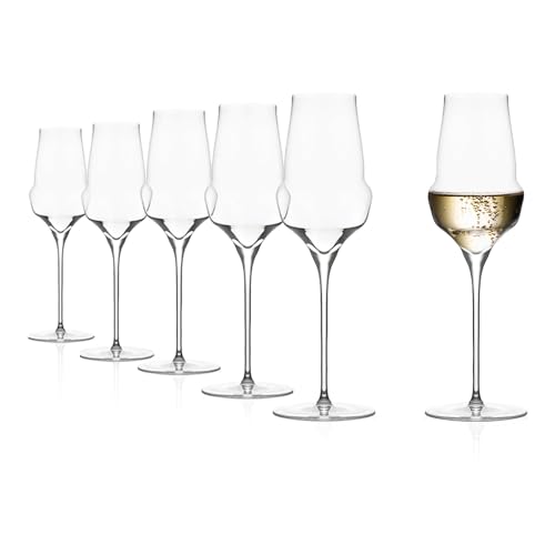 Stölzle Lausitz Champagner Glas Cocoon/Elegantes Champagner Gläser Set 6-teilig/Hochwertige Sektgläser aus Kristallglas/Aperitif Gläser/Prosecco Gläser extravagant/Sektflöten Glas von Stölzle Lausitz