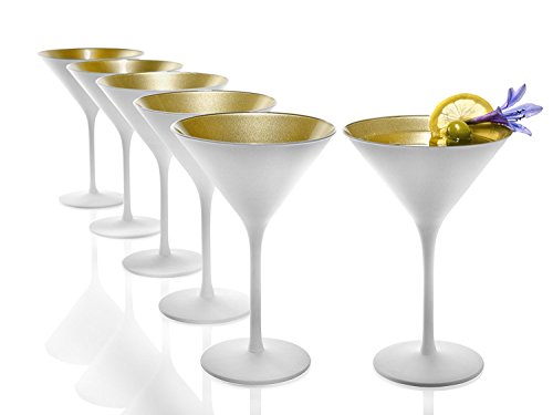 Stölzle Lausitz Elements Cocktailschale, Glas, weiß-Gold, 6 Stück (1er Pack), 6 von Stölzle Lausitz
