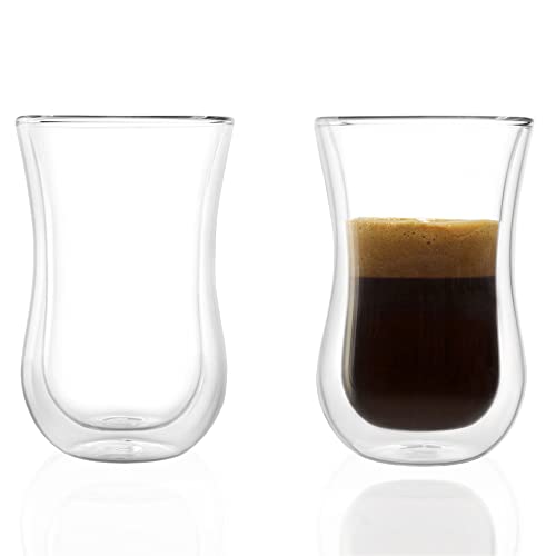 Stölzle Lausitz Doppelwandige Gläser Coffee 'N More 2er Set/Thermogläser doppelwandig geeignet als Espresso Glas, Teegläser und Kaffeegläser/Espresso doppelwandige Gläser – 90 ml von Stölzle Lausitz