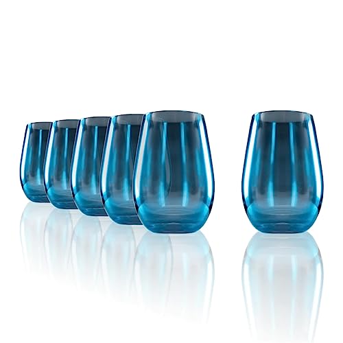 Stölzle Lausitz Longdrinkbecher Mirror Blau / 6er Set Trinkgläser/Cocktailgläser/hochwertiges Longdrinkgläser Set in verspiegelter Optik/Gin Gläser/Highball Gläser von Stölzle Lausitz