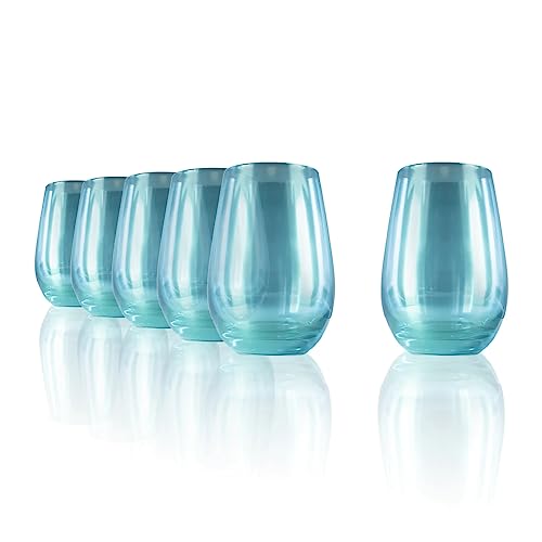 Stölzle Lausitz Longdrinkbecher Mirror Türkis / 6er Set Trinkgläser/Cocktailgläser/hochwertiges Longdrinkgläser Set in verspiegelter Optik/Gin Gläser/Highball Gläser von Stölzle Lausitz