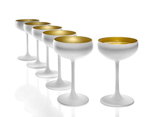 Stölzle Lausitz Elements Sektschalen Weiß (matt) Gold 6er Set 200ml / Sektschale aus hochwertigem Kristallglas/als Sekt-, Cocktail- oder Champagnerschale/spülmaschinenfestes Coupette Glas von Stölzle Lausitz