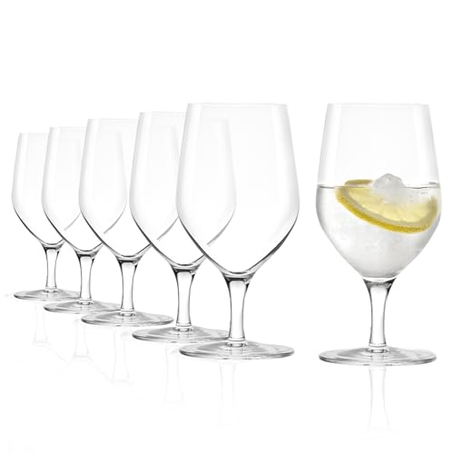 Stölzle Lausitz Mineralwasser Ultra 6er-Set 450ml – Edle Trinkgläser für Wasser, Saft & Drinks – Wassergläser mit Stiel aus bleifreiem Kristallglas – Spülmaschinen- & Stoßfest, made in Germany von Stölzle Lausitz