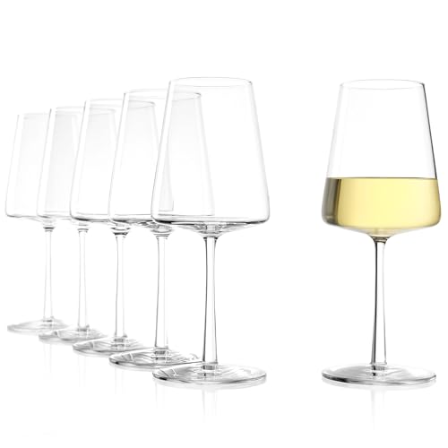Stölzle Lausitz Weißweingläser Power 6er-Set 400 ml – Moderne Weingläser für maximale Aromaentfaltung von Weißwein – Edler Weißweinkelch aus Kristallglas – Spülmaschinen- & Stoßfest, Made in Germany von Stölzle Lausitz