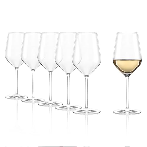 Stölzle Lausitz Weißweingläser Starlight 6er-Set 410 ml – Hochwertige Weingläser ideal für Weißwein – Eleganter Weißweinkelch aus Kristallglas – Spülmaschinengeeignet & stoßfest, Made in Germany von Stölzle Lausitz