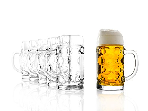 Stölzle Lausitz Bierkrug ISAR / 6er Set Bierkrüge 0,5 Liter/Stabiler Bier Krug/Biergläser 0,5 Liter aus Soda Lime Glas/Bierseidel 0,5l Spülmaschinengeeignet von Stölzle Lausitz