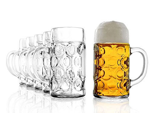 Stölzle Oberglas Bierkrug ISAR / 6er Set Bierkrüge 1 Liter/Stabiler Bier Krug/Maßkrug aus Soda Lime Glas/Bierglas 1L Spülmaschinengeeignet von Stölzle Lausitz