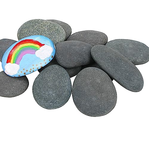 60 pcs Stück Flache Steine zum Bemalen,5-8 cm Glatte Kieselsteine zum Bemalen,Flache Kieselsteine zum Basteln,handverlesene Naturstein Aquarium Deko-Steine von Stoepeoco