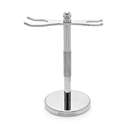 Störtebekker® Premium Rasierständer aus Edelstahl in Silber - geeignet für Rasierhobel & Rasierpinsel - hochwertiges Zubehör für dein Badezimmer - rutschfester Boden - Geschenkidee Männer von Störtebekker Shaving Accessories