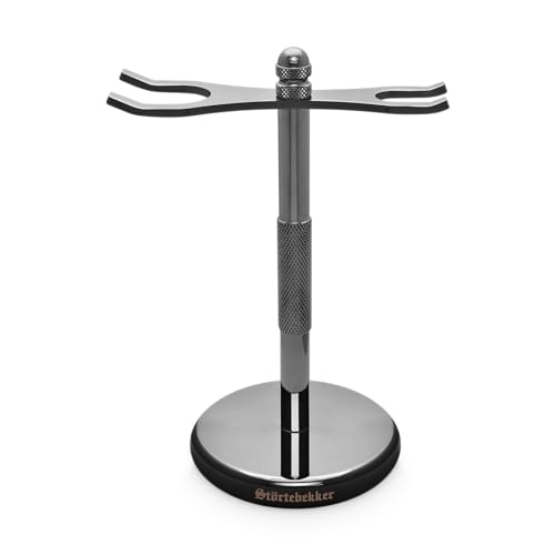 Störtebekker® Premium Rasierständer aus Edelstahl in Schwarz - geeignet für Rasierhobel & Rasierpinsel - hochwertiges Zubehör für dein Badezimmer - rutschfester Boden - Geschenkidee Männer von Störtebekker Shaving Accessories