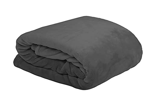Lovely Casa P35792002 Kuscheldecke Plaid 180 x 220 cm, 100% PE 100% Baumwolle, anthrazit, 180 x 220 cm von Stof