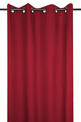 Lovely Casa R64689003 Nelson 135 x 240 cm Ösenvorhang 100 % Polyester 100 % Baumwolle, rot, 135 x 240 cm von Stof